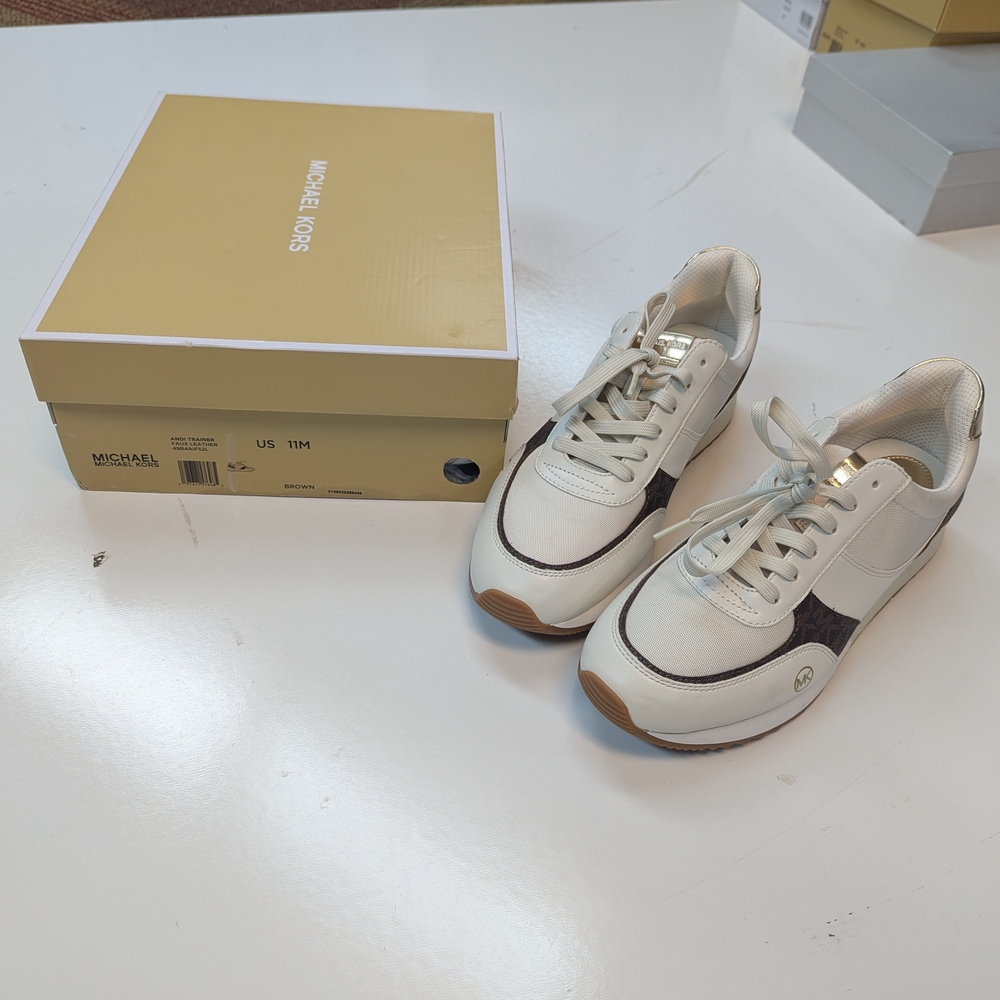 Michael Kors Cream and Brown Sneakers